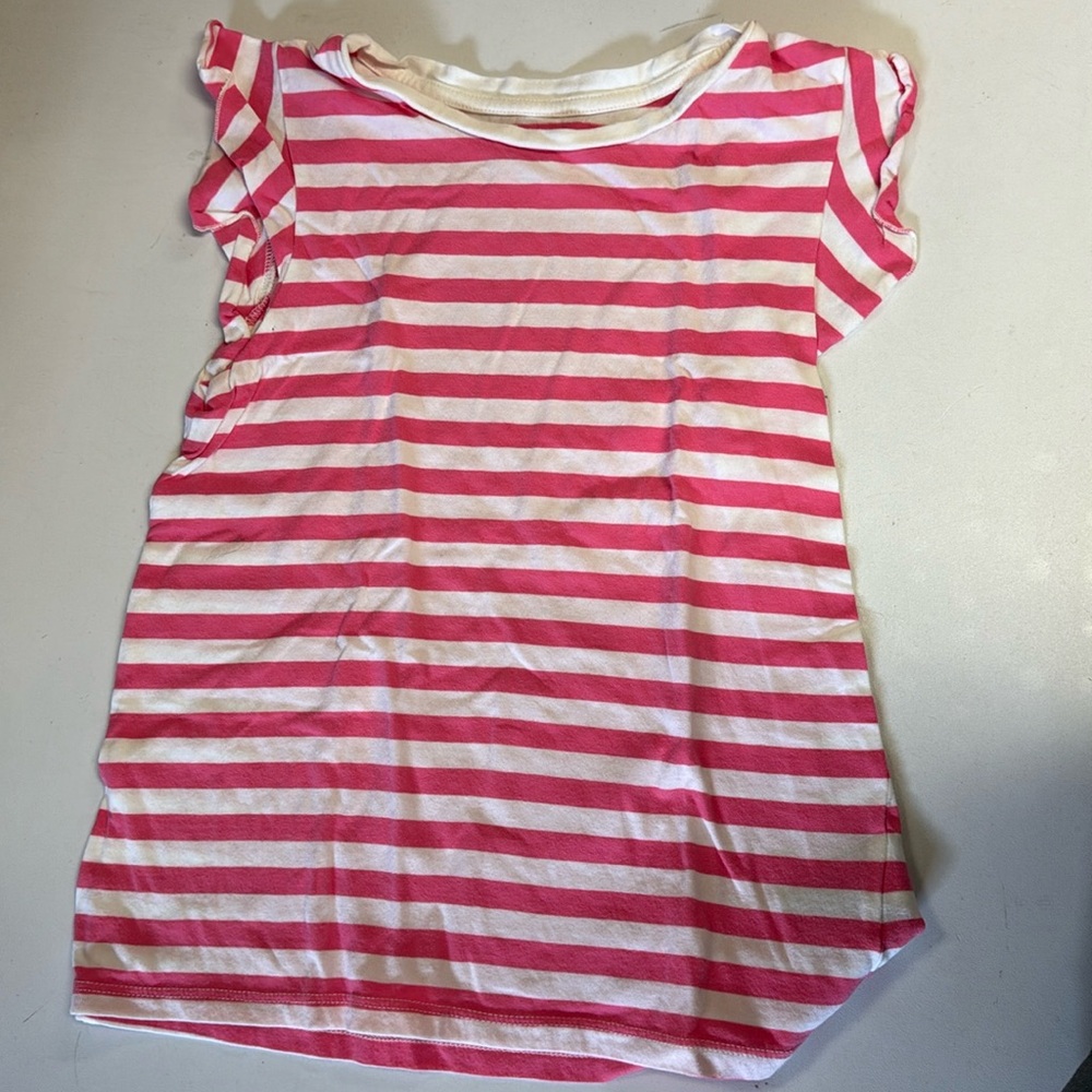 Gap Girls Capped Sleeve Pink Striped Tshirt L